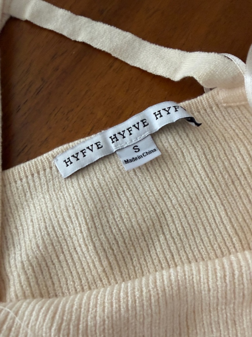 HYFVE Cream Ribbed Peplum Wrap Sweater - Picture 2 of 2